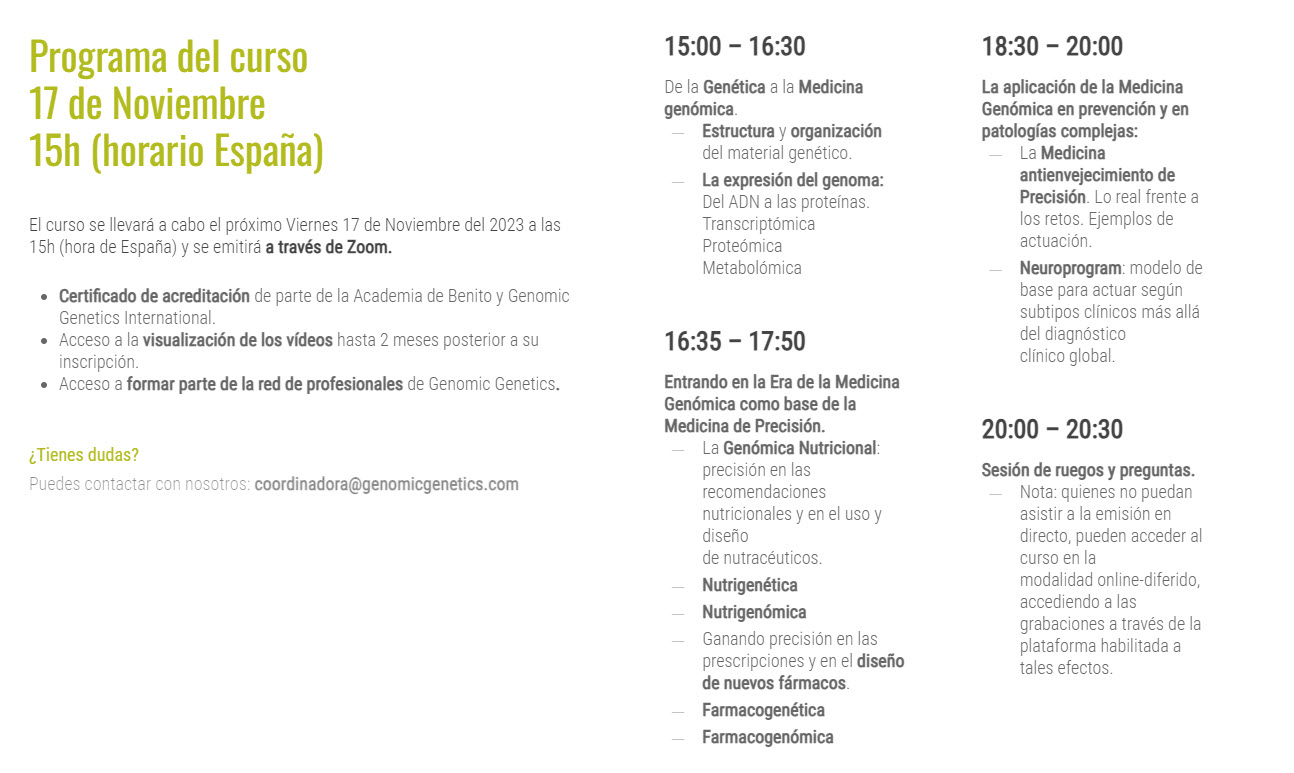 CURSO DE MEDICINA GENÓMICA EN LA MEDICINA DE PRECISIÓN