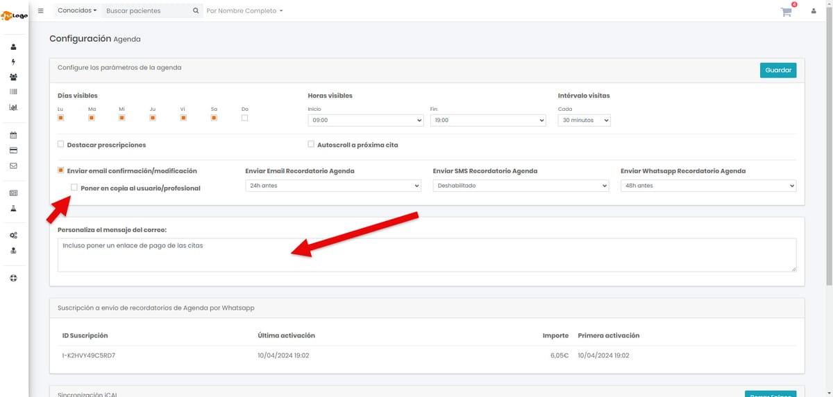 93 - Texto personalizado Mail citas y copia profesional