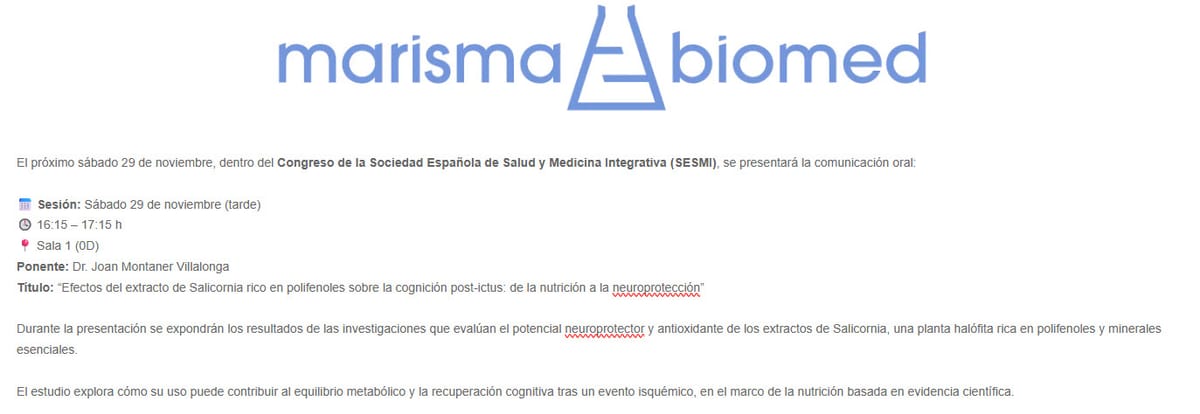 Efectos del extracto de Salicornia rico en polifenoles sobre la cognición post-ictus