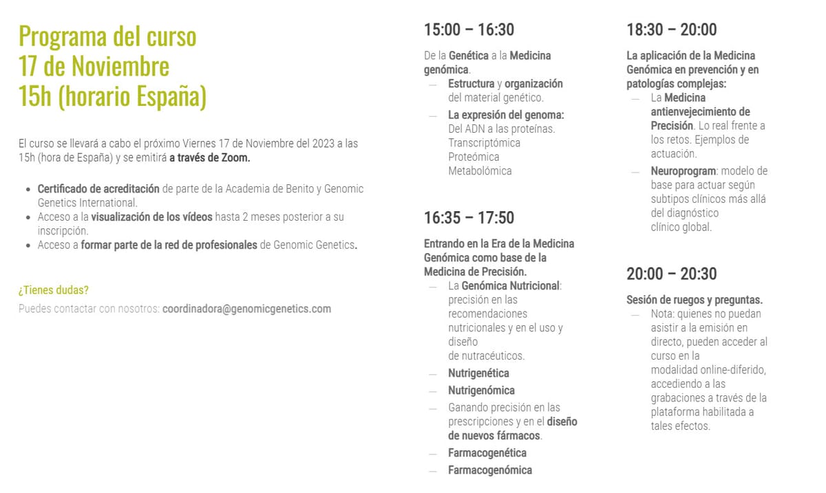 CURSO DE MEDICINA GENÓMICA EN LA MEDICINA DE PRECISIÓN