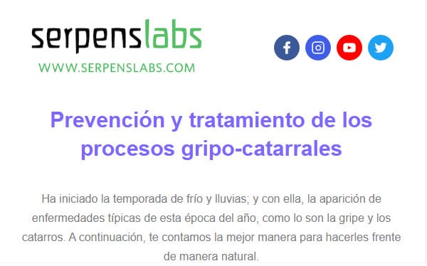 Serpens, Prevención y tratamiento de los procesos gripo-catarrales