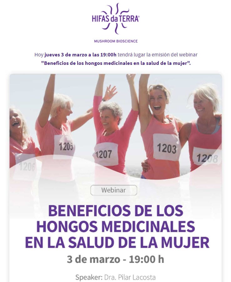 ¡Esta tarde! Webinar -Beneficios de los hongos medicinales en la salud de la mujer