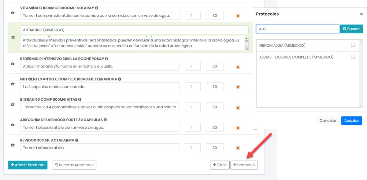 52 Prescripción con múltiples protocolos