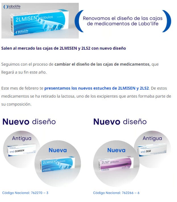 Nuevo diseño de las cajas de 2LMISEN y 2LS2 de Labo’life