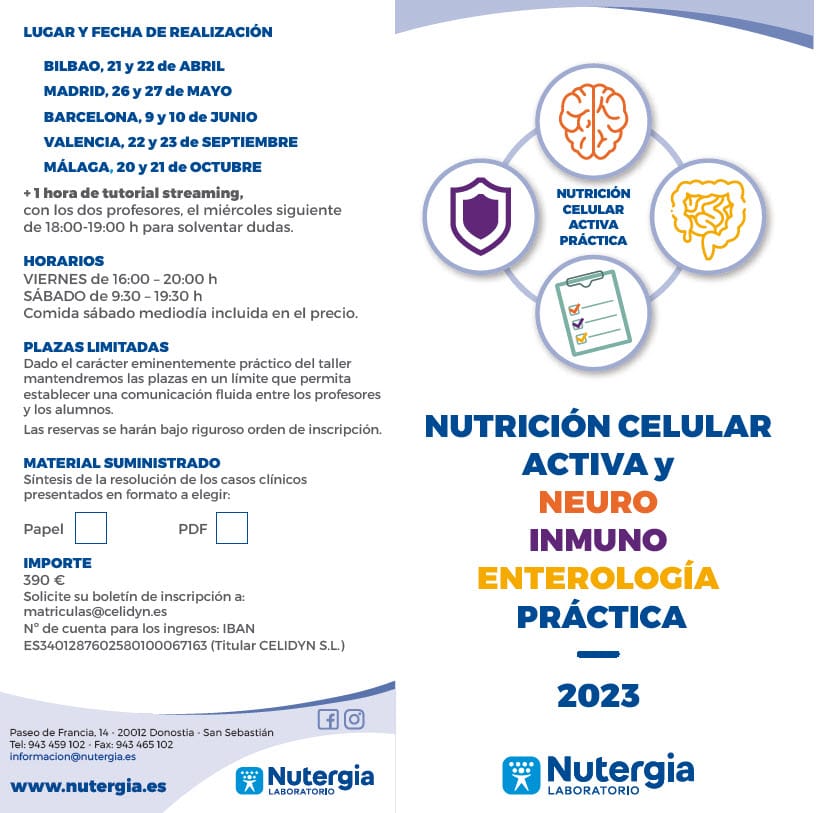 CURSO PRESENCIAL NEURO INMUNO ENTEROLOGÍA BARCELONA JUNIO 2023