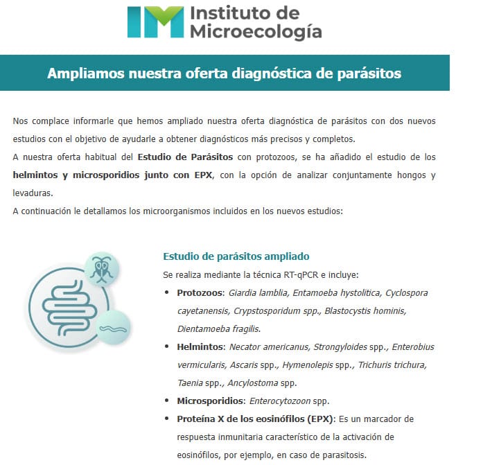 Ampliamos nuestra oferta diagnóstica de parásitos