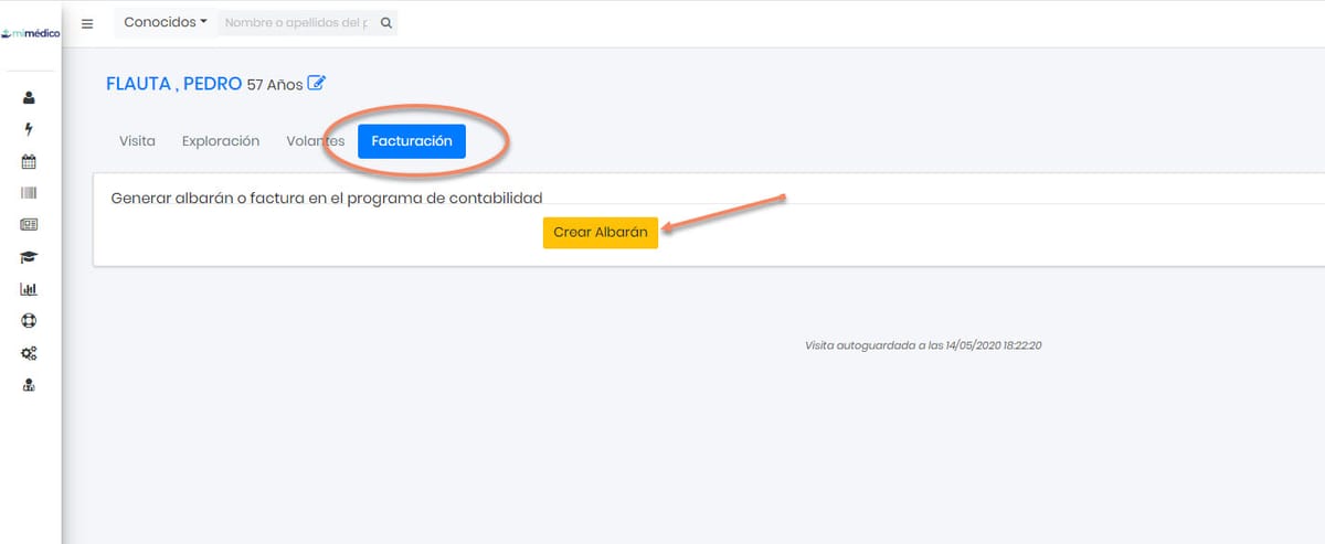 Facturar a paciente desde la visita