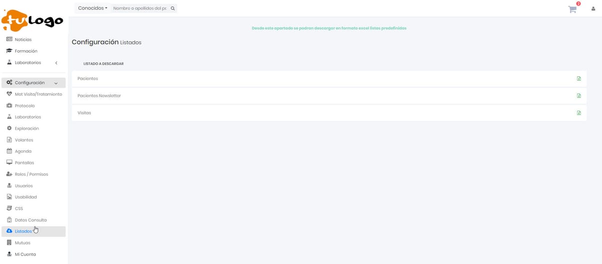 43 Exportación de listados