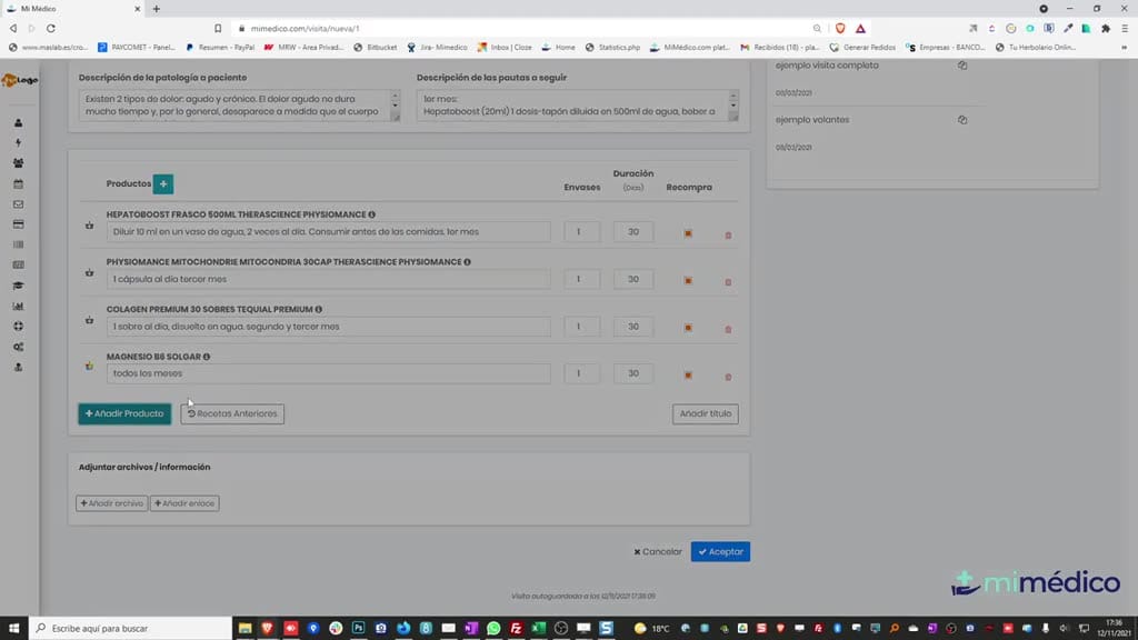 Ficha Paciente en MiMédico.com