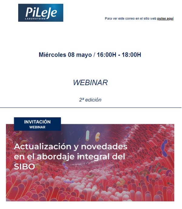 Webinar 2ª edición: "Actualización y novedades en el abordaje integral del SIBO" 08/05/2024