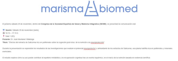 Efectos del extracto de Salicornia rico en polifenoles sobre la cognición post-ictus