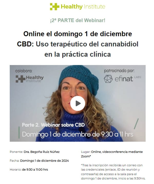 Parte 2 del Webinar gratuito sobre CBD: Uso terapéutico del cannabidiol en la práctica clínica