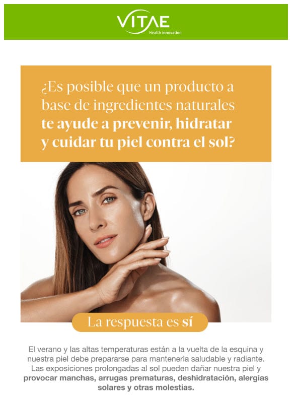 Producto revolucionario que ayuda a hidratar, cuidar y prevenir los daños de la piel de tu paciente a causa del sol