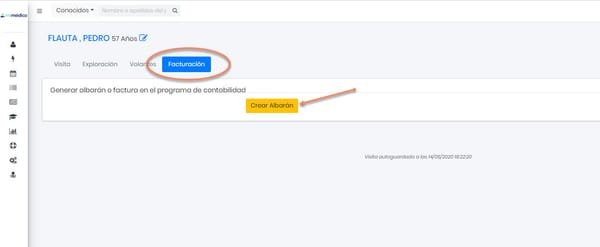 Facturar a paciente desde la visita