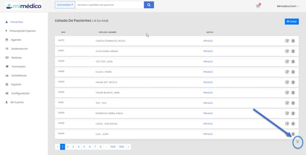 22 Exportación listado de pacientes